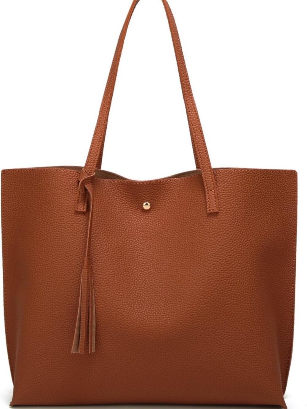 Stylish Soft Faux Leather Tote Bag - Large Capacity Shoulder Handbag with Tassel